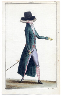 Magasin des Modes Nouvelles 1787 cahier n°35, plate n°1, Defraine, Man