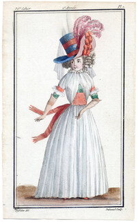 Magasin des Modes Nouvelles 1787 cahier n°36, plate n°1, Defraine, 18th Century Dress