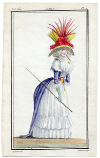 Magasin des Modes Nouvelles 1787 cahier n°36, plate n°2, Defraine, 18th Century Dress