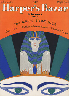 Erté 1927 Harper's Bazaar cover, Egyptian, Art Deco