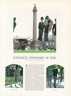 Élégances Parisiennes de 1926, 1926 - Pierre Mourgue Place Vendôme, Bois de Boulogne, Polo, Golf..., Text by Robert de Beauplan, 4 pages