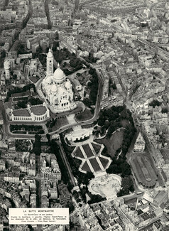 La Butte Montmartre 1938 Sacré-Coeur, Photographie aérienne, Cliché Wartelle