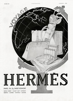 Vintage Advert, Advertisement or Publicity for Hermes with Globe