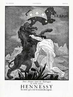 Hennessy 1935 Lion (Leo) Zodiac Nude, Nudity Lion Mythology