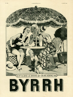 Byrrh 1931 Beachwear, Fox Terrier Dog, Georges Léonnec