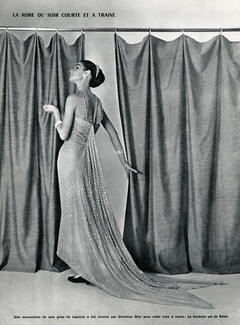 Christian Dior 1955 Robe du soir à traine, Lajoinie, Broderie Rébé