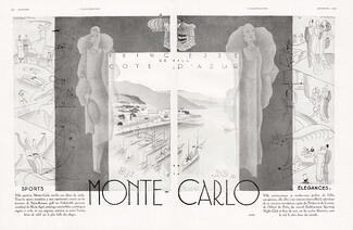 Monte Carlo 1930 Sport & Elegance, Art Deco, Double Page