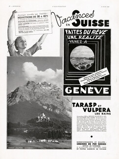 Vacances en Suisse (Switzerland) 1935 Genève, Tarasp, Vulpera