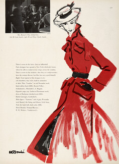 Christian Dior 1949 Red Coat "London", René Bouché