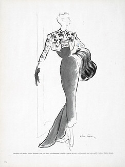 Pierre Balmain 1948 Evening Dress, Embroidered Bolero, Pierre Simon