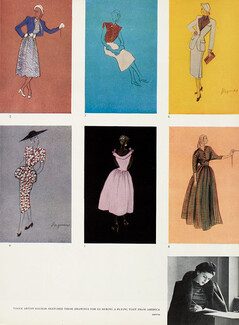 Dagmar 1947 Portrait, Fashion Illustration, 2 pages