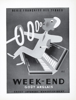 Week-End 1955 Cigarettes, Poster Art, Hervé Morvan