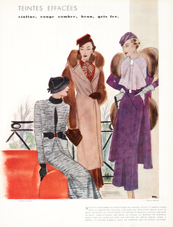 Lucien Lelong 1933 Tissus Meyer, Jacques Demachy, Fashion Illustration