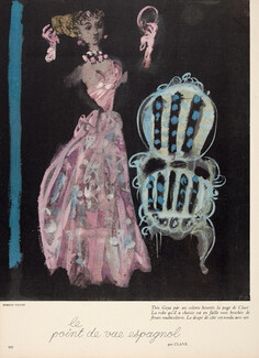 Robert Piguet 1948 Clavé, Evening Gown, Fashion Illustration