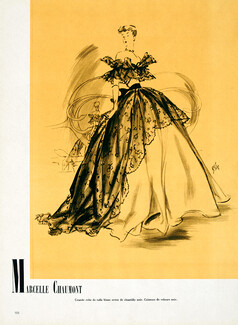 Marcelle Chaumont 1948 Fernando Bosc Fashion Illustration Evening Gown