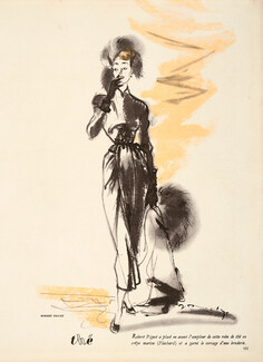 Robert Piguet 1947 Flachard, Jacques Demachy, Fashion Illustration