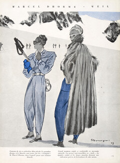 Weil 1947 Marcel Dhorme, Fur Coat, Skiing
