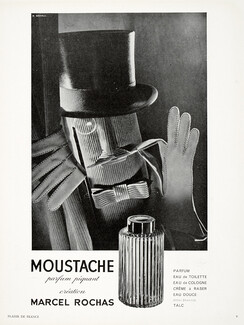 Marcel Rochas (Perfumes) 1951 Moustache for Men, Photo Schall