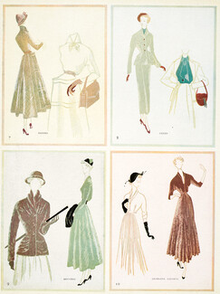 Hermès, Creed, Bruyère, Germaine Lecomte 1948 Denise Nicollet, Fashion Illustration