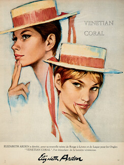 Elizabeth Arden (Cosmetics) 1967 Venetian Coral Lipstick, Nail Polish