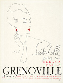 Grenoville (Cosmetics) 1946 Sure d'elle, Lipstick, Pierre Simon