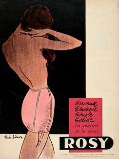 Rosy (Lingerie) 1954 Pierre Simon, Girdle, Fashion Illustration