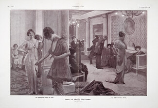 Figures Parisiennes - Le Mannequin, 1913 - Chez le Grand Couturier Fashion Model, José Simont, Salons de la maison Doucet, Text by Emile Henriot, 5 pages