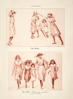 Henri Le Riche 1914 Sanguines, Colin-Maillard, Girls Playing