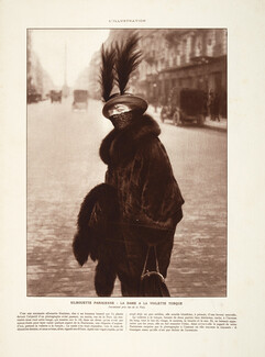 Silhouette Parisienne 1914 Dame à la Voilette Turque, Rue de la Paix, Elegant Parisienne