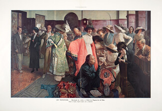Louis Sabattier 1913 Les Tentateurs, Marchands de "curios" à l'Hôtel des Wagons-Lits de Pékin, Orientalism