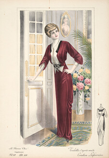 Laferrière 1912 Toilette d'après-midi, La Femme Chic N°23, Plate 232, A. Louchel