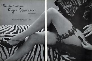 Roger Scémama 1954 "Pincebas" pour les bas Jacques Fath, Stockings, Garter Belts Jewels