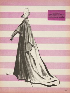 Jean Patou 1949 Coat Fashion Illustration, Chavarri