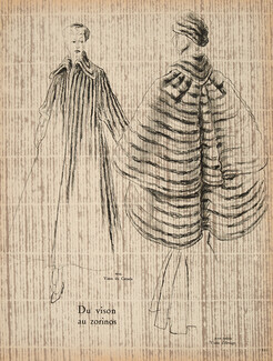 Weil, Jean Dessès 1948 Vison, Fur Clothing, Fashion Illustration