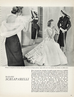 Madame Schiaparelli, 1949 - Ligne Corolle & Bec d'oiseau, Texte par Elsa Schiaparelli