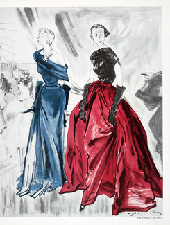 Schiaparelli, Molyneux 1949 Evening Gowns, Rodier, Bianchini Férier, Demachy