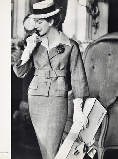 Christian Dior 1956 Tailleur Prince de Galles, Leleu, Lachaume, Photo Henry Clarke