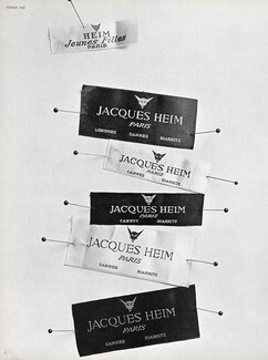 Jacques Heim 1950 Ribbon brand Label, Photo Rutledge