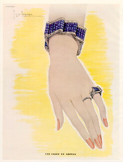 Van Cleef & Arpels 1942 Bracelet, Ring, Art Deco, Georges Lepape