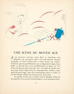 Une Scène du Moyen Age, 1924 - Charles Martin, Parfums Violet, Sylviane. La Gazette du Bon Ton, n°6, Texte par Marcel Astruc, 4 pages