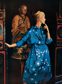 Jeanne Lanvin Castillo 1957 Soie imprimée, Staron, Japanese style, Boléro, Photo Pottier