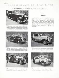 Les Parisiennes et leurs Autos, 1931 - Concours d'Élégance Renault, Delage, Chenard, Peugeot, Delahaye, Hotchkiss, Panhard... Photos G. Rouquet, Texte par F. S., 7 pages