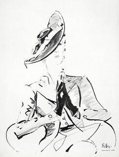 Rose Descat, Creed 1937 Fashion Illustration, René Bouët-Willaumez