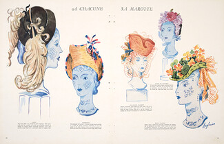 A Chacune Sa Marotte 1945 Hats, Suzy, Legroux, Suzanne Talbot, Jane Blanchot, Rose Valois, Illustration Laglenne