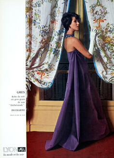Grès 1961 Evening Dress, Ducharne, Décor en Soie de Lyon, Photo Decaux