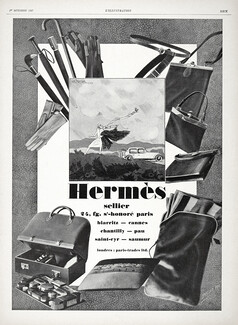 Hermès (Travel Goods) 1927 Canes, Handbag, Vanity Case, Belts, Gloves, Georges Lepape