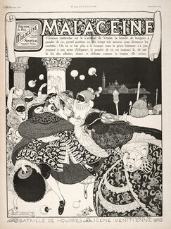 Malaceïne 1920 Bataille de Houppes - Scène Vénitienne, Venice Carnival Costumes, Gerda Wegener (L)