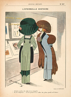 Portalez 1909 L'Eternelle Histoire, Vitrine d'Estampes, Shop Window, Fashion Satire