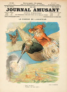 Charles Léandre 1910 La Chasse de l'Aviateur, Airplane, Hunter