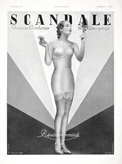 Scandale 1937 Corset Belt Girdle, Brassiere, Photo G. Marant
